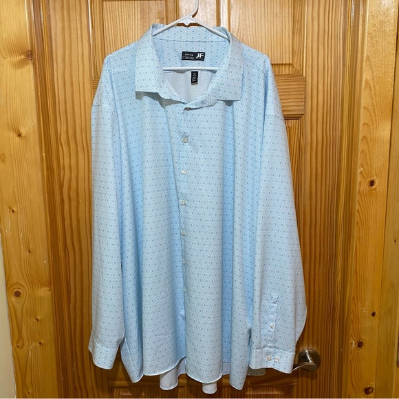 J. Ferrar Size Button Down Shirt Blue Diamond White Mens (5XL 22 38-39) - Picture 1 of 4